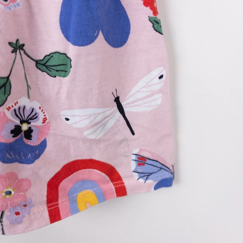 H&M Jersey Dress Kids 2T Pink Rainbow Butterfly Heart Daisy Sleeveless